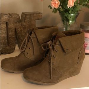 Suede wedge booties